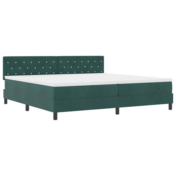 vidaXL Lit &agrave; ressorts avec matelas Vert fonc&eacute; 200 x 200 cm Velours