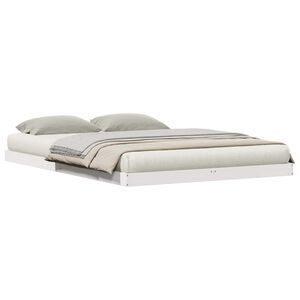 vidaXL Cadre de lit sur&eacute;lev&eacute; Blanc 160 x 220 cm Pin massif