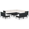 vidaXL Salon de jardin 12 pcs avec coussins r&eacute;sine tress&eacute;e noir