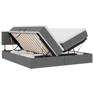 vidaXL Lit de rangement LED avec matelas Gris fonc&eacute; 180 x 200 cm Tissu
