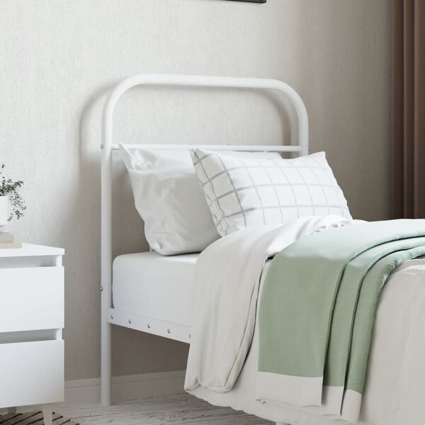vidaXL T&ecirc;te de lit m&eacute;tal blanc 75 cm