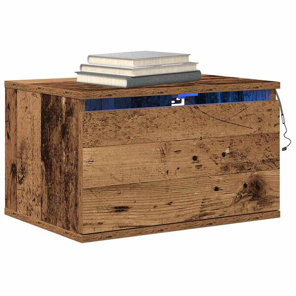 vidaXL Cabinet de chevet mural avec tiroir Bois ancien 50 x 36 x 30 cm