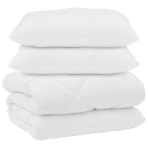 vidaXL Couette avec Oreillers 3 pcs Blanc Microfibre et Plumes D'oie