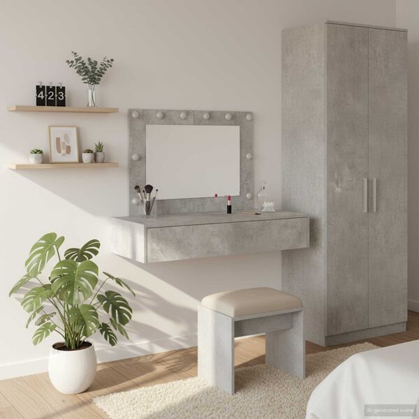 vidaXL Table de Toilette Gris 100 x 40 x 70 cm Bois d'ing&eacute;nierie