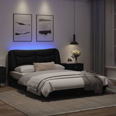 vidaXL Cadre de lit avec lumières LED noir 120x200 cm similicuir
