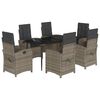 vidaXL Ensemble &agrave; manger de jardin et coussins 7 pcs gris rotin