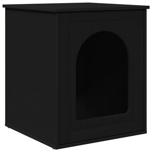 vidaXL Maison pour chat Noir 53 x 52 x 62 cm Bois d'ing&eacute;nierie