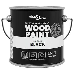 vidaXL Peinture pour bois Noir 2,5 L Impression murale