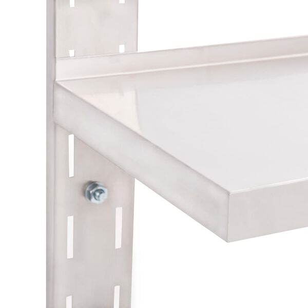 vidaXL &Eacute;tag&egrave;re murale &agrave; 2 niveaux Acier inoxydable 120x30 cm