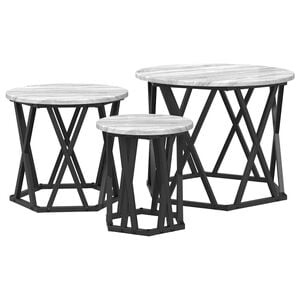 vidaXL Table d'appoint empilable 3 pc Gris Sonoma 53 x 53 x 40 cm