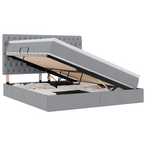 vidaXL Lit avec rangement et matelas Gris clair 180 x 200 cm tissu