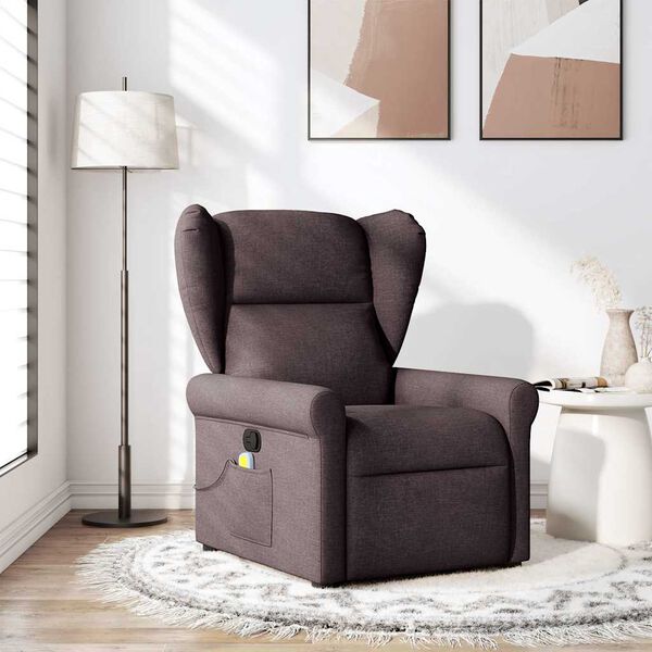 vidaXL Fauteuil de massage inclinable Marron fonc&eacute; Tissu