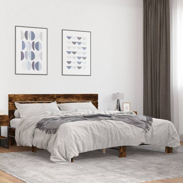 vidaXL Cadre de lit sans matelas ch&ecirc;ne fum&eacute; 180x200 cm