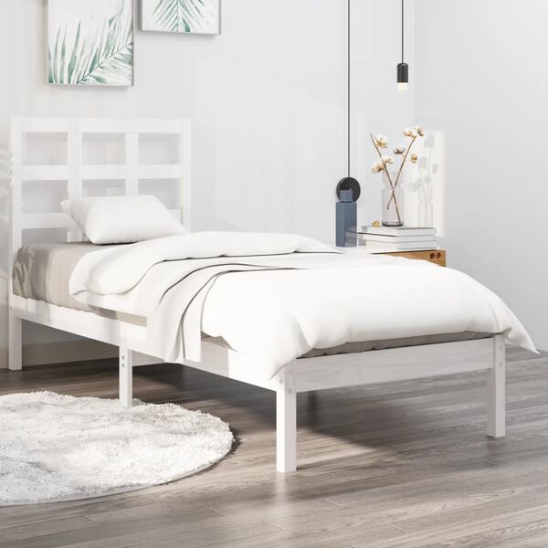 vidaXL Cadre de lit sans matelas blanc 100x200 cm bois massif