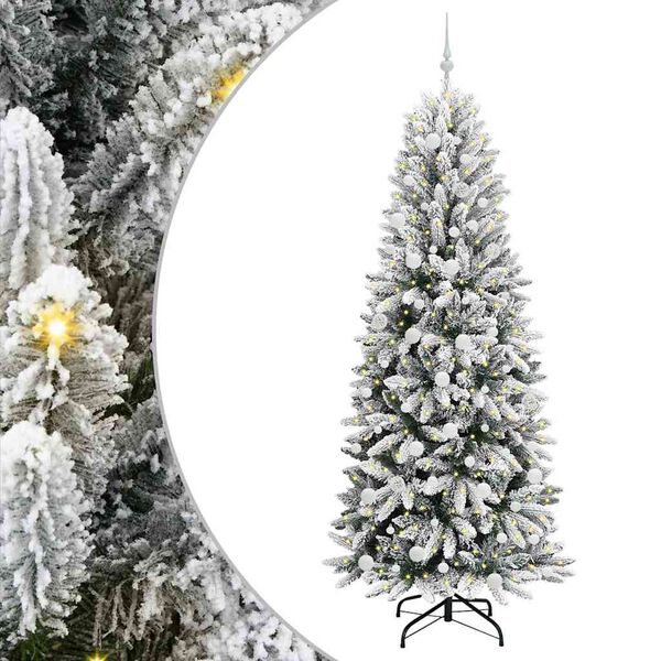 vidaXL Sapin de No&euml;l artificiel avec 300 LED avec support Blanc 210 cm