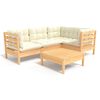 vidaXL Salon de jardin 5 pcs avec coussins cr&egrave;me bois de pin