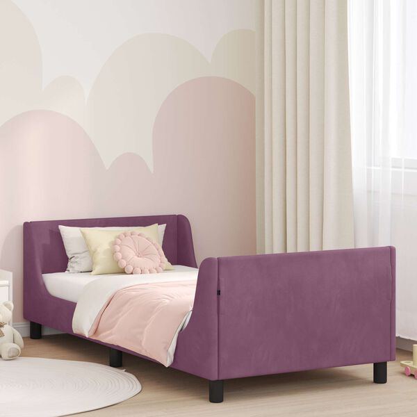 vidaXL Cadre de lit pour enfants avec t&ecirc;te de lit Violet 90 x 200 cm