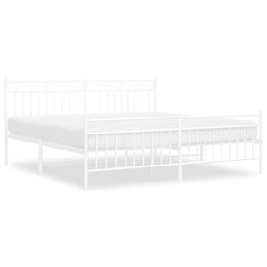 vidaXL Cadre de lit m&eacute;tal sans matelas et pied de lit blanc 183x213 cm
