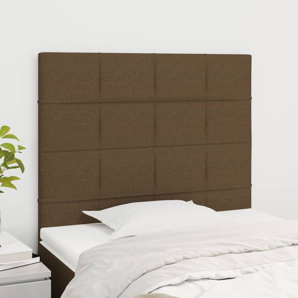 vidaXL T&ecirc;te de lit marron fonc&eacute; 100x5x118/128 cm Tissu