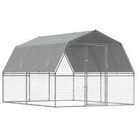 vidaXL Cage à oiseaux avec toit et porte argenté acier galvanisé