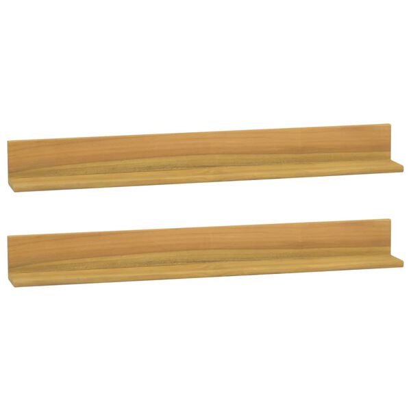vidaXL &Eacute;tag&egrave;res murales 2 pcs 90x10x10 cm Bois de teck massif