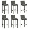vidaXL Tabourets de bar avec coussins lot de 6 gris r&eacute;sine tress&eacute;e
