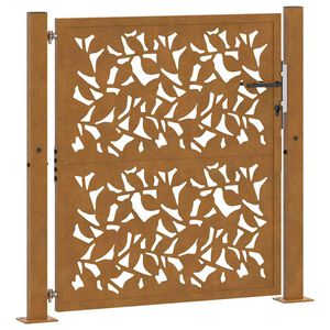 vidaXL Portail de jardin 100x100 cm en acier patiné avec motif feuille