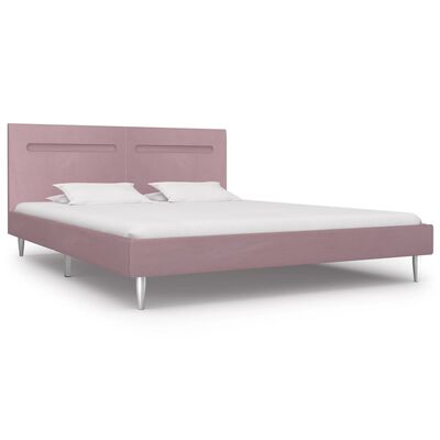 vidaXL Cadre de lit avec LED Rose Tissu 180 x 200 cm