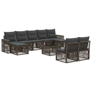 vidaXL Ensemble de canap&eacute; de jardin 10 pc Gris et Gris fonc&eacute; polyrotin