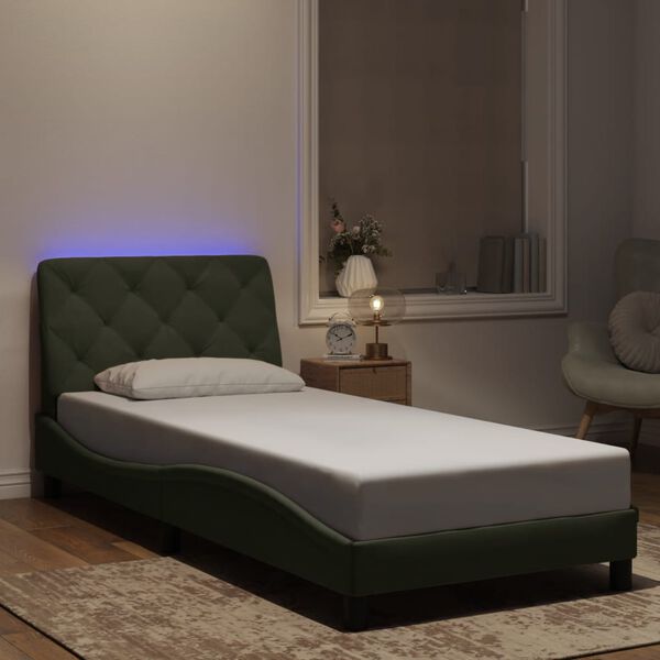 vidaXL Cadre de lit avec LED sans matelas gris clair 90x190 cm velours