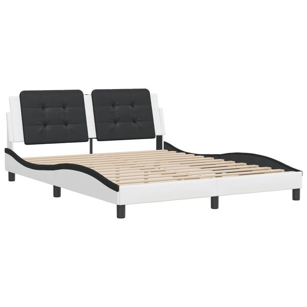 vidaXL Cadre de lit sans matelas Zadar blanc et noir 160x200 cm similicuir