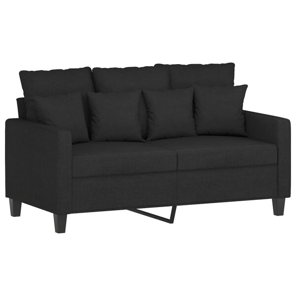 vidaXL Ensemble de canapés 2 pcs avec coussins Noir Tissu