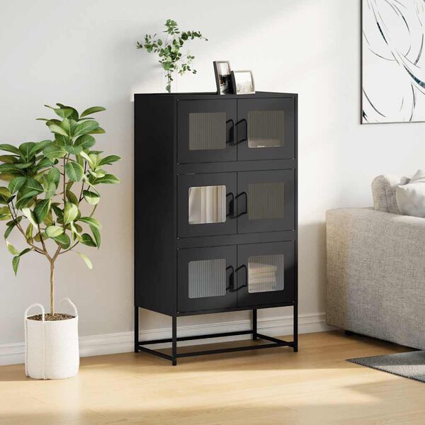 vidaXL Buffet haut noir 68x39x123 cm acier