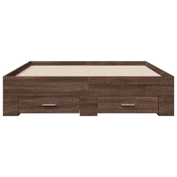 vidaXL Cadre de lit avec tiroirs sans matelas ch&ecirc;ne marron 120x190 cm