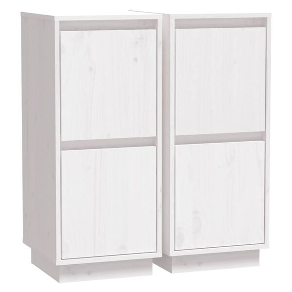 vidaXL Buffets 2 pcs Blanc 31,5x34x75 cm Bois massif de pin