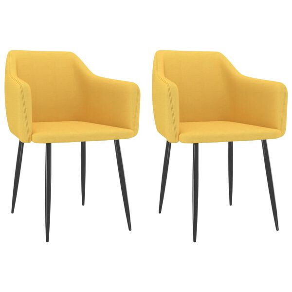 vidaXL Chaises &agrave; manger lot de 2 jaune tissu