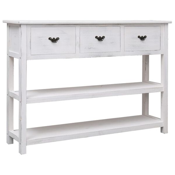 vidaXL Buffet Blanc antique 108x30x76 cm Bois de Paulownia massif