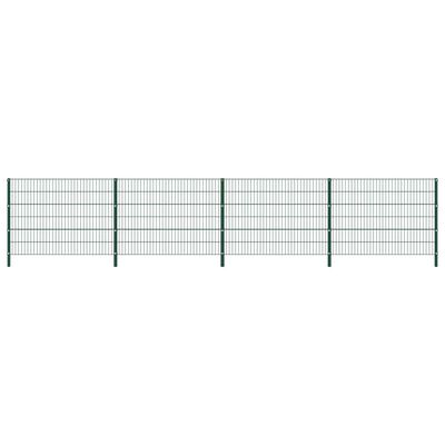 vidaXL Panneau de clôture avec poteaux Fer 6,8 x 1,2 m Vert