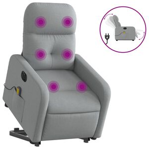 vidaXL Fauteuil inclinable de massage &eacute;lectrique Gris clair Tissu