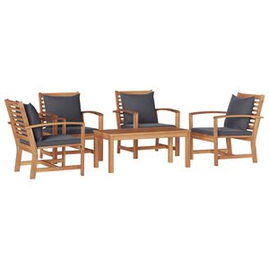 vidaXL Ensemble de canap&eacute; de jardin 5 pcs Naturel Bois de teck massif