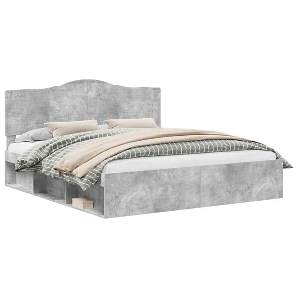 vidaXL Cadre de lit avec t&ecirc;te de lit B&eacute;ton 200 x 200 cm Pin massif