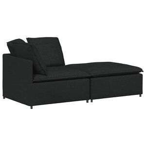 vidaXL Canap&eacute; modulaire et repose-pieds et coussins tissu gris fonc&eacute;