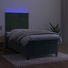 vidaXL Sommier &agrave; lattes de lit matelas LED Vert fonc&eacute; 80x200cm Velours