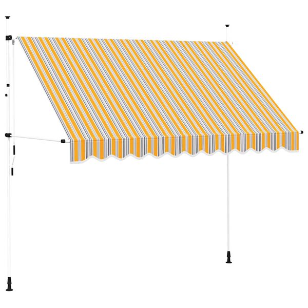 vidaXL Auvent r&eacute;tractable manuel 300 cm Rayures jaunes et bleues