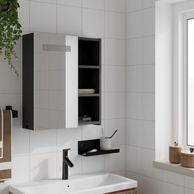 vidaXL Armoire de salle de bain à miroir avec LED noir 45x13x52 cm