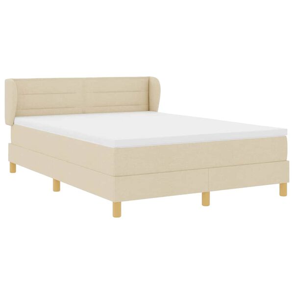 vidaXL Lit &agrave; ressorts avec matelas Cr&egrave;me 200 x 160 cm Polyester