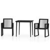 vidaXL Ensemble &agrave; manger de jardin 3 pcs Noir