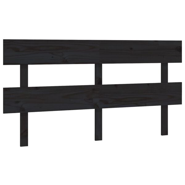 vidaXL T&ecirc;te de lit Noir 164x3x81 cm Bois massif de pin