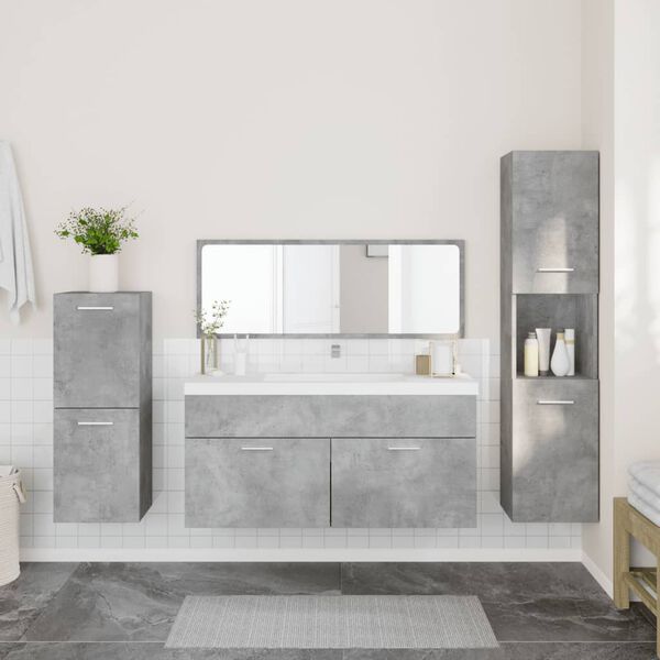 vidaXL Ensemble de meubles de salle de bain 4 pcs gris b&eacute;ton