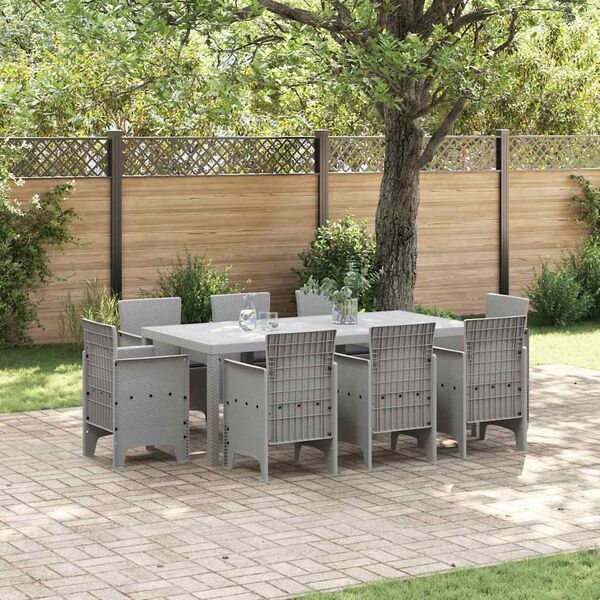 vidaXL Ensemble de salle &agrave; manger pour jardin 9 pcs Gris clair